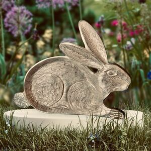 Rabbit Silver colored Pewterlike Textured Bunny Dish Tray Home Decor